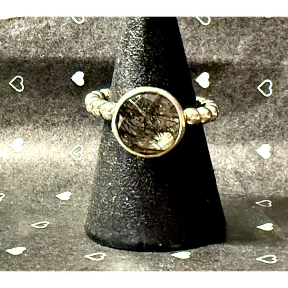 Authentic Pandora Rutile Quartz Bubble Stacking Ring 925 Silver #190619BRU Sz 6 - Picture 1 of 7